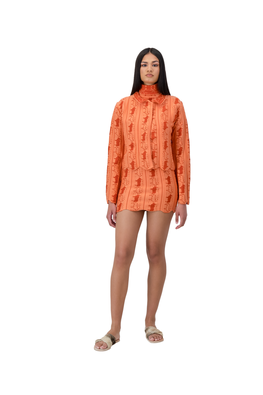 Bull Motif Jacket Orange