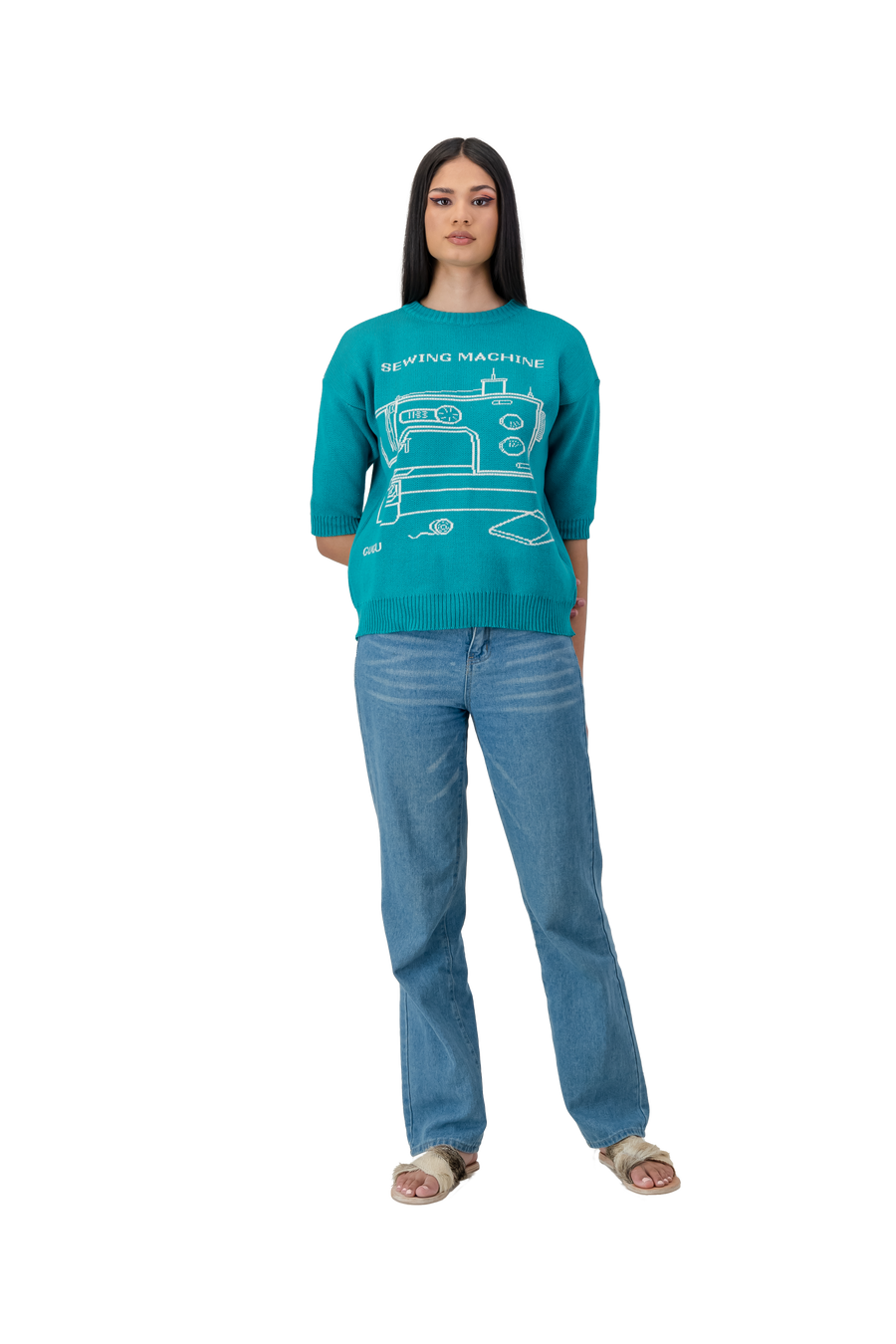 Knitted Graphic Sweater Green