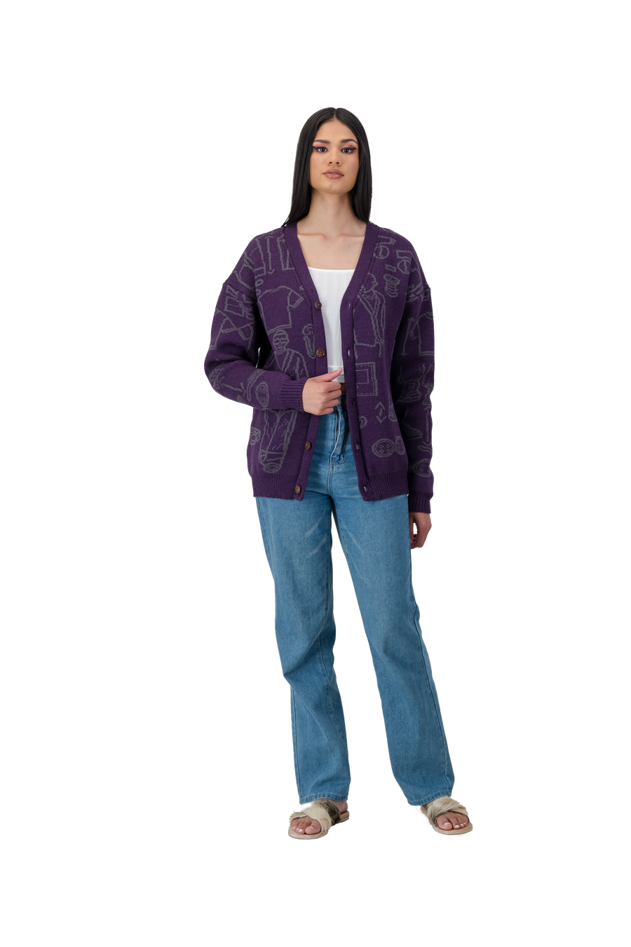 Mohair & Wool Purple Cardigan