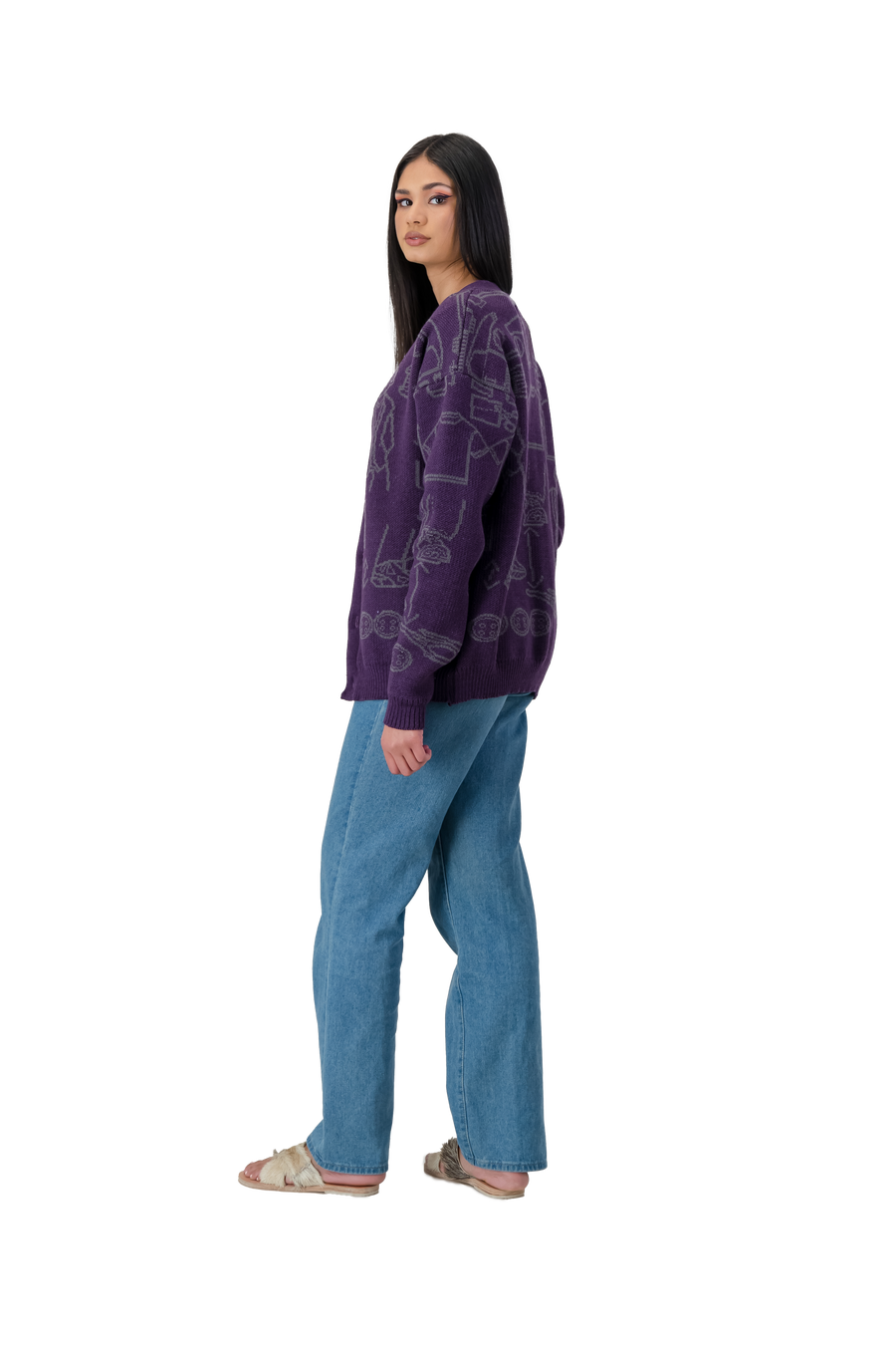 Mohair & Wool Purple Cardigan