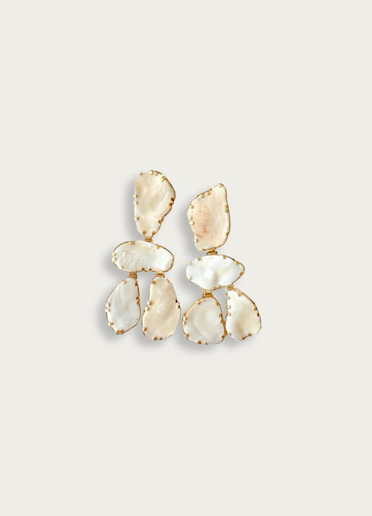 18ct Gold Plated Earrings w Ivory Shells