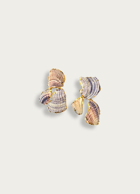 18ct Gold Plated Earrings w Purple Shells