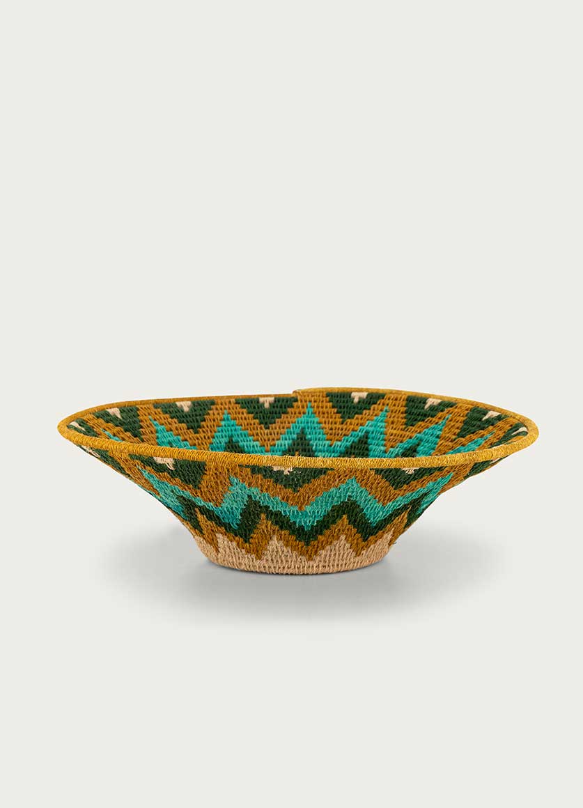 TRADITIONAL PROTEA BASKET  IN COLOURS EMERALD, JADE, CARAMEL AND SANDY LARGE