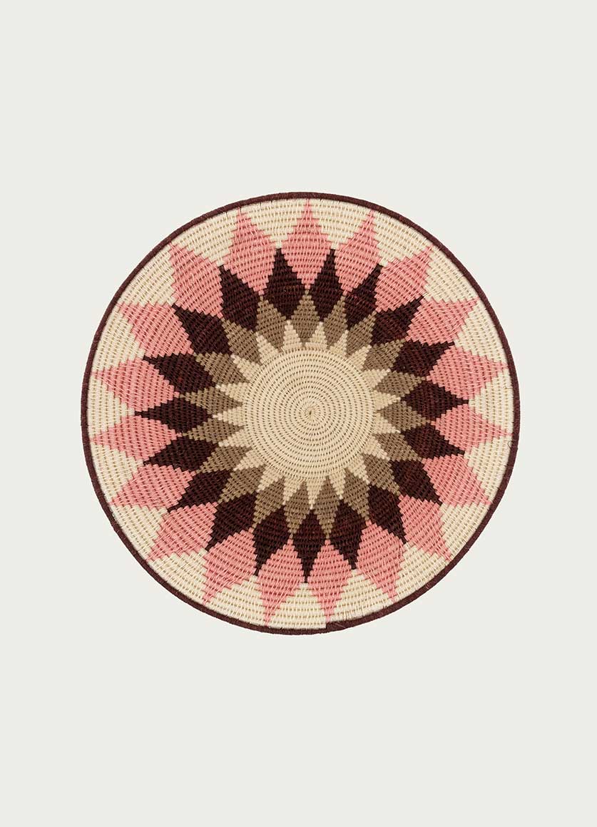 TRADITIONAL DIAMOND BASKET  IN CREAM , OYSTER, PINK AND  AUBERGINE LARGE