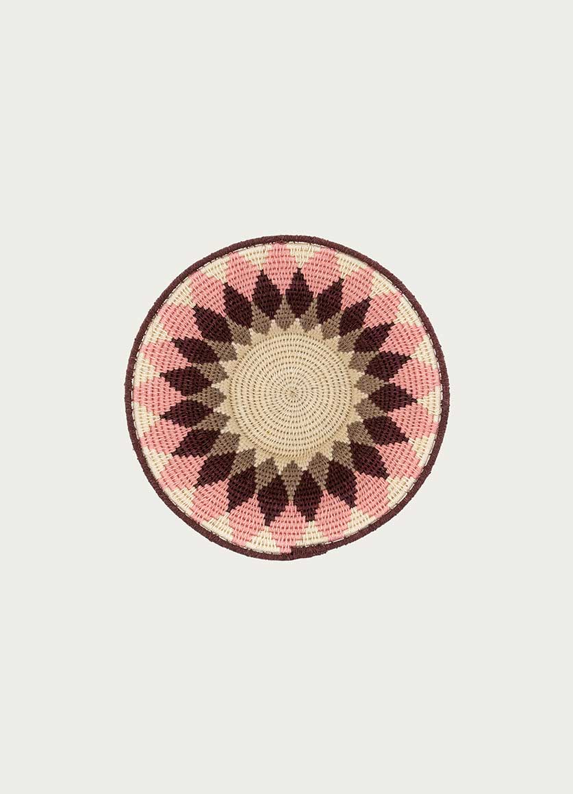 TRADITIONAL DIAMOND BASKET  IN CREAM , OYSTER, PINK AND  AUBERGINE MEDIUM