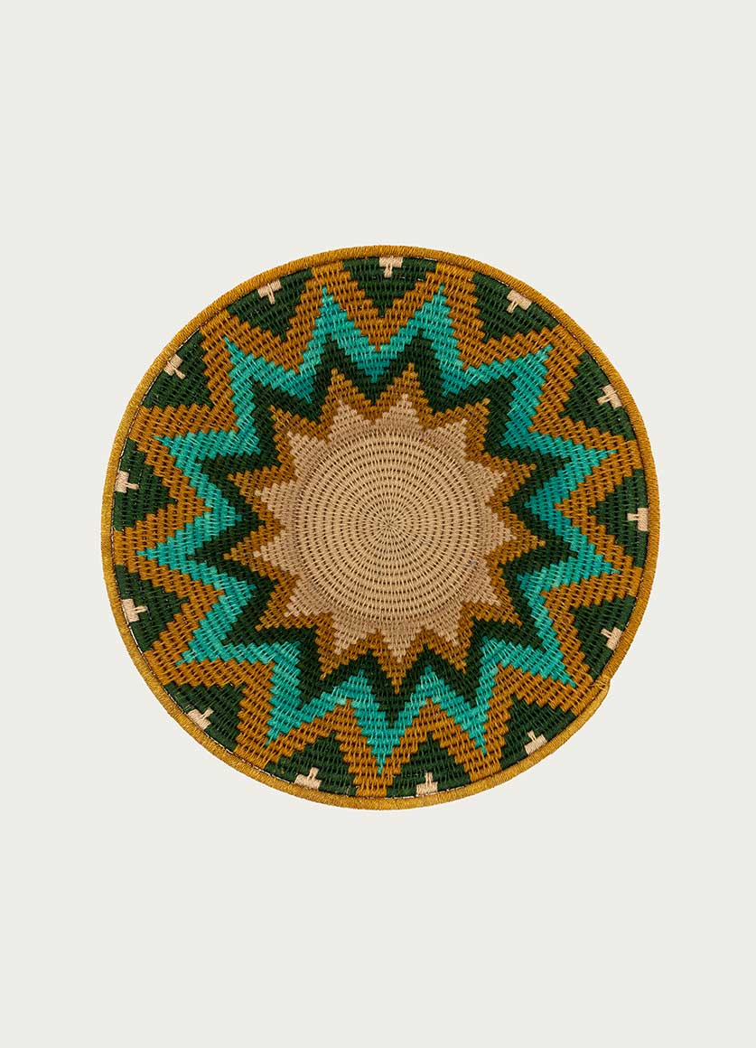 TRADITIONAL PROTEA BASKET  IN COLOURS EMERALD, JADE, CARAMEL AND SANDY LARGE