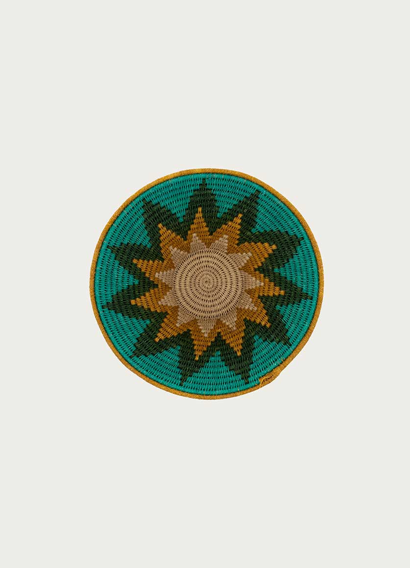 TRADITIONAL PROTEA BASKET  IN COLOURS EMERALD, JADE, CARAMEL AND SANDY MEDIUM