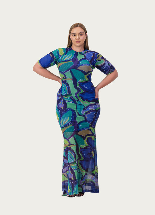 Lava Dress Wildbloom Blue Print