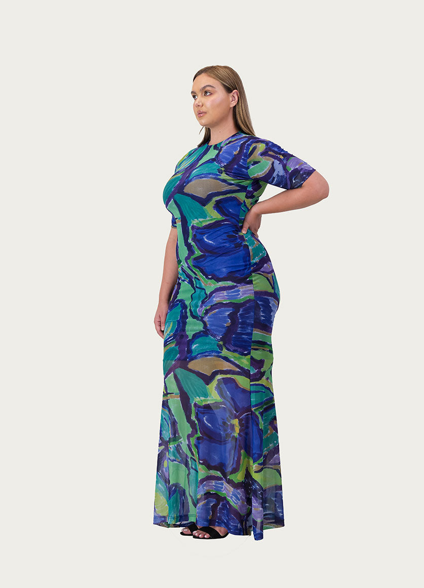 Lava Dress Wildbloom Blue Print