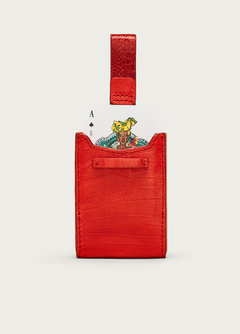 Bridge Card Holder Scarlet Red Zebra
