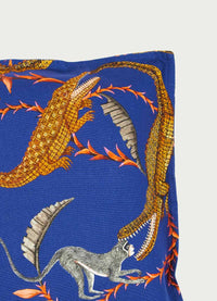 River Chase Royal Linen Cushion Cover
