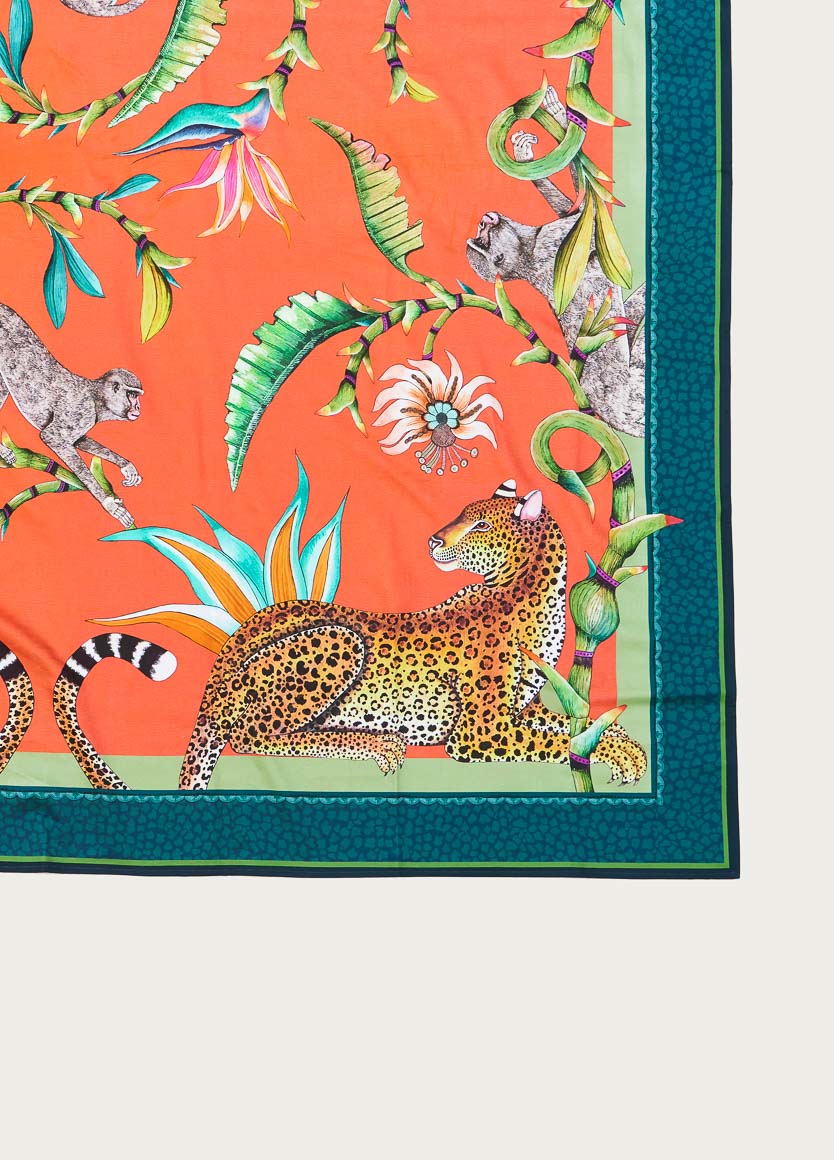 Monkey Paradise Coral Tablecloth Square
