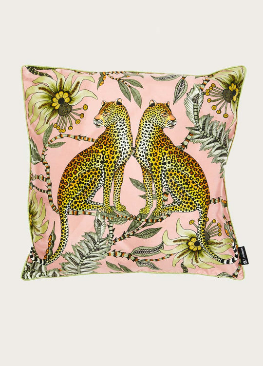 Lovebird Leopards Magnolia Silk Cushion Cover