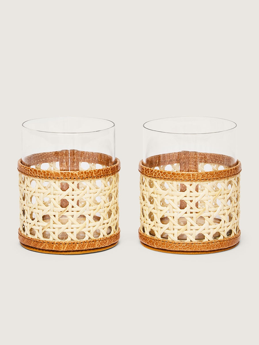 Rattan Glasses Burnt Amber Set of 2